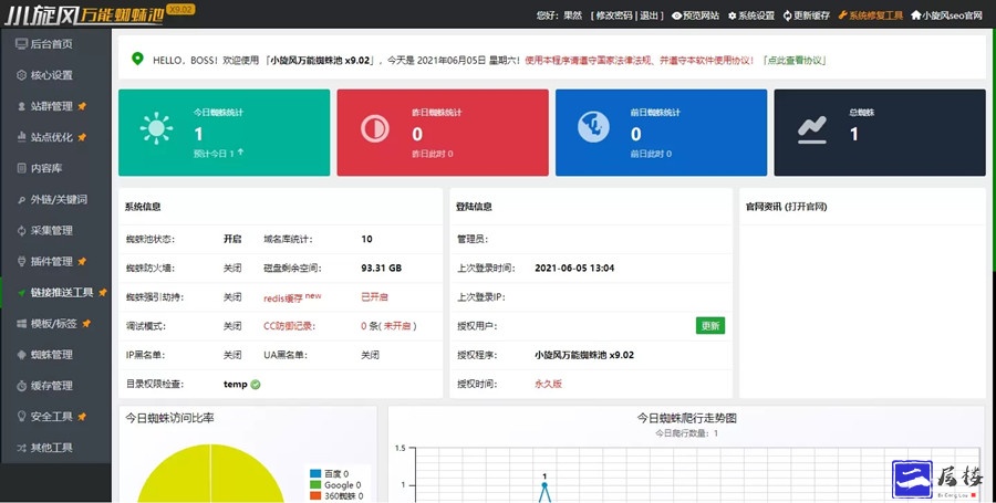 小旋风万能蜘蛛池 x9.02完美开心版源码 站长必备SEO 带视频教程插图