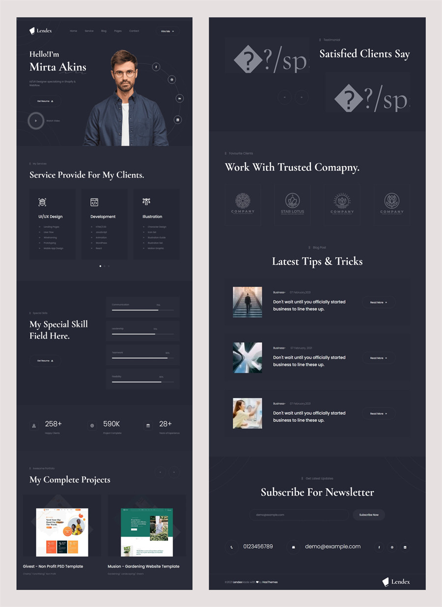 Lendex个人作品集官网主页html响应式模板