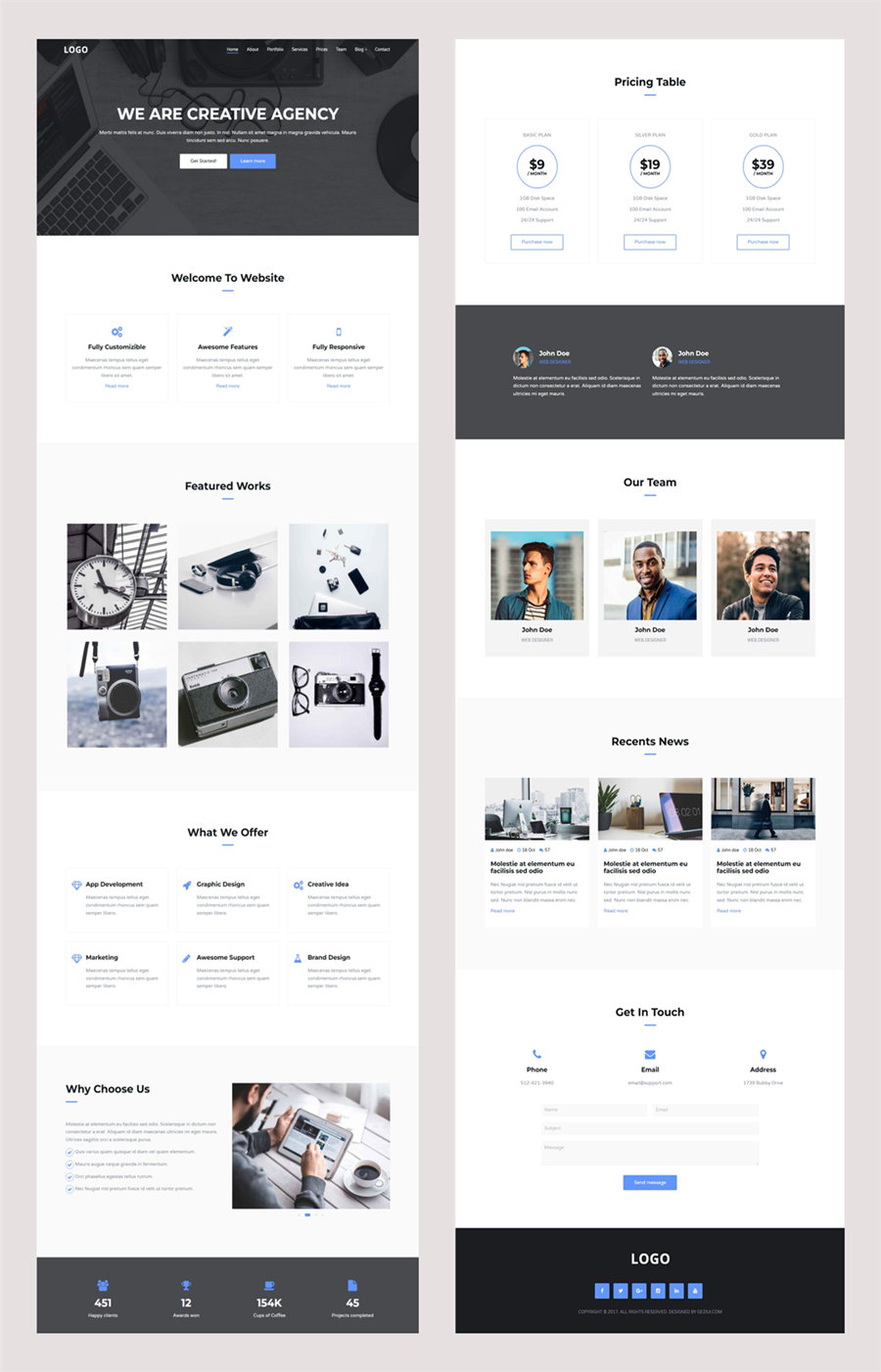 Agency设计服务初创公司官网主页html响应式模板