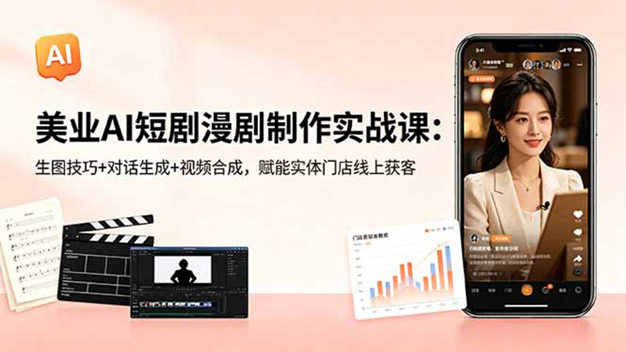 美业AI短剧漫剧制作实战课实体门店专属引流变现教程-康仁安资源