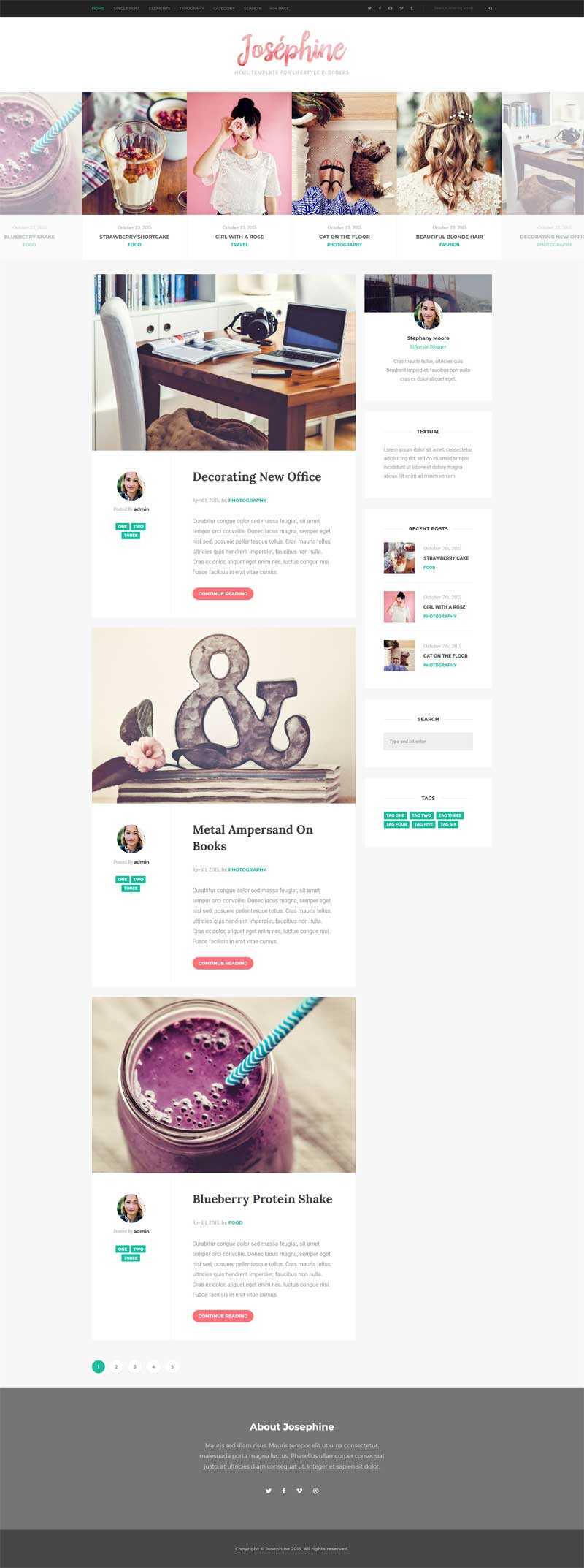 简洁通用的个人图片博客html5网站模板_个人网站模板