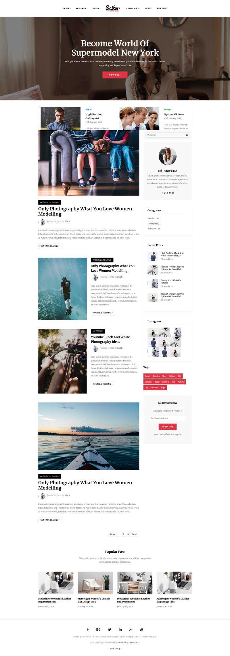 Bootstrap生活类型博客网站模板_个人网站模板