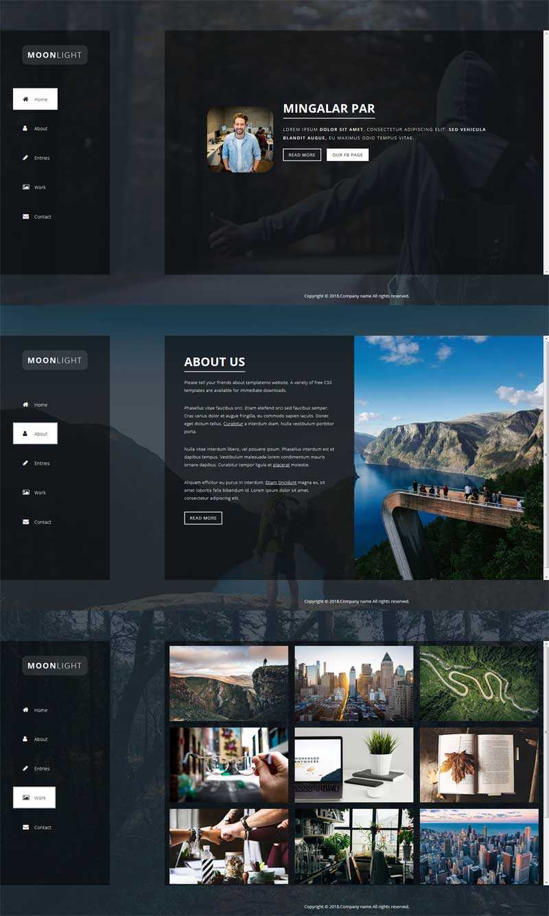 黑色横排的个人主页作品展示单页模板_html单页模板