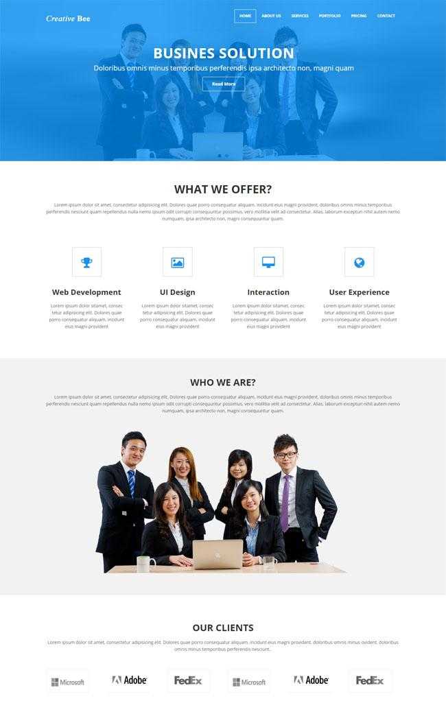 HTML5蓝色商务企业网站模板插图