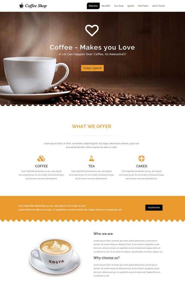 咖啡蛋糕店加盟网站模板插图